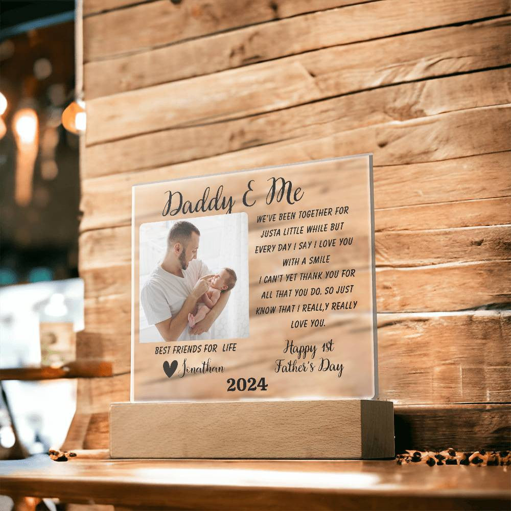 Daddy & Me First Father's Day | Personalized Acrylic Square Plaque