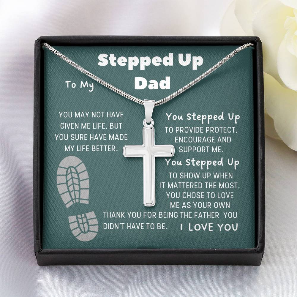 Stepped Up Dad | Stainless Cross Necklace