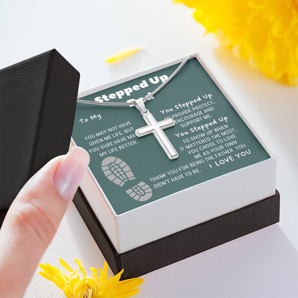 Stepped Up Dad | Stainless Cross Necklace