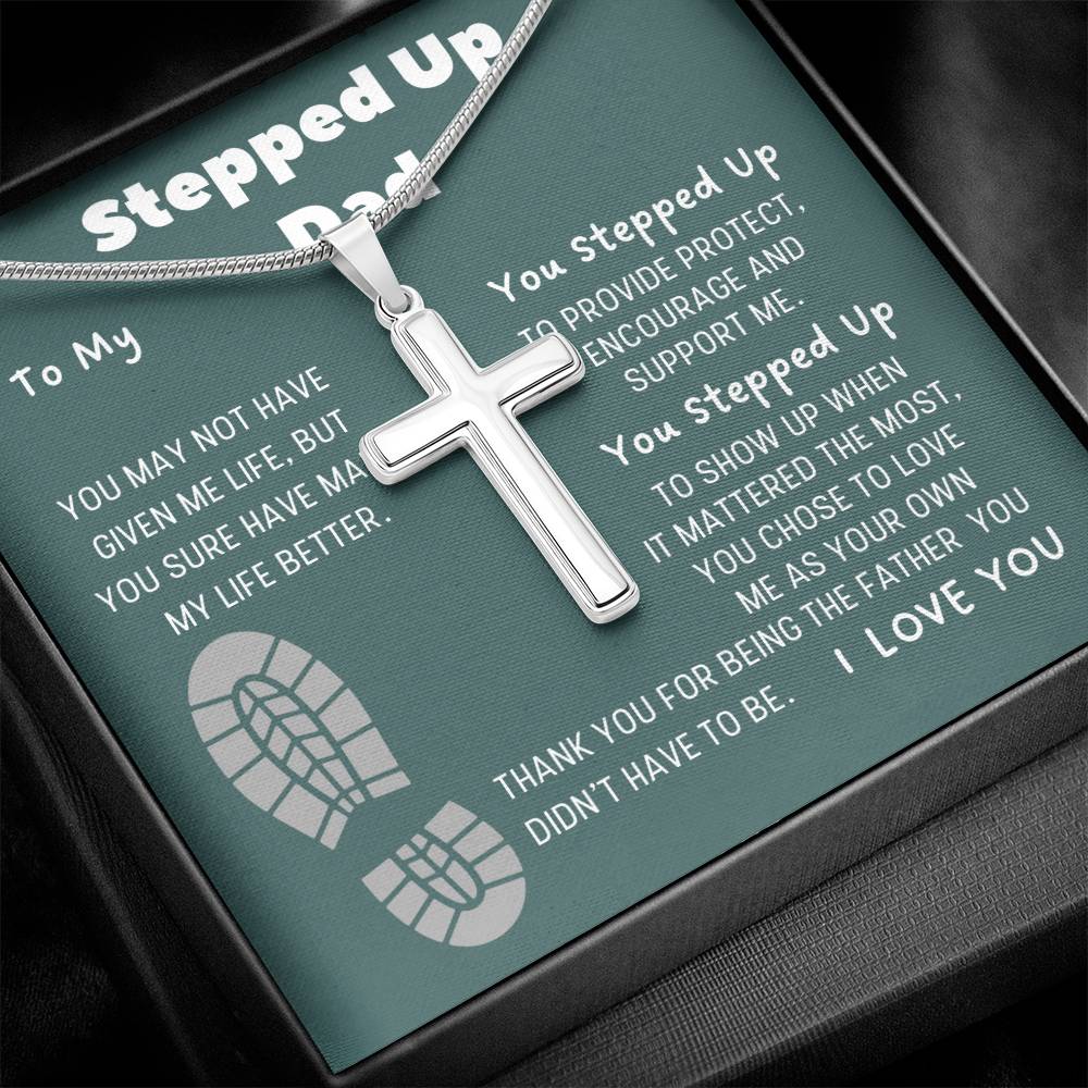Stepped Up Dad | Stainless Cross Necklace