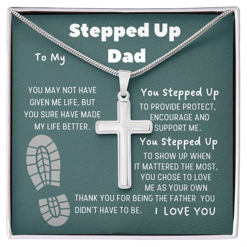 Stepped Up Dad | Stainless Cross Necklace