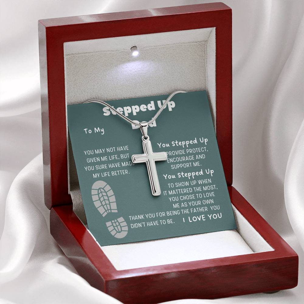 Stepped Up Dad | Stainless Cross Necklace