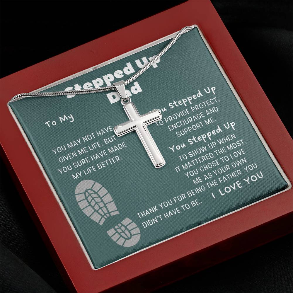 Stepped Up Dad | Stainless Cross Necklace