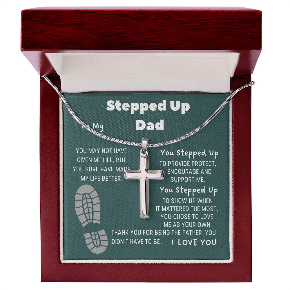Stepped Up Dad | Stainless Cross Necklace