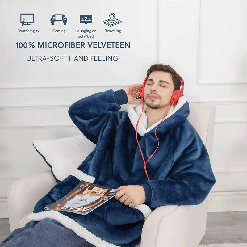 Warm Fleece Hoodie Blanket