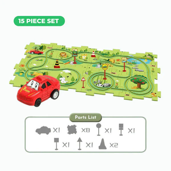 PuzzleRacer Educational Car Track Set