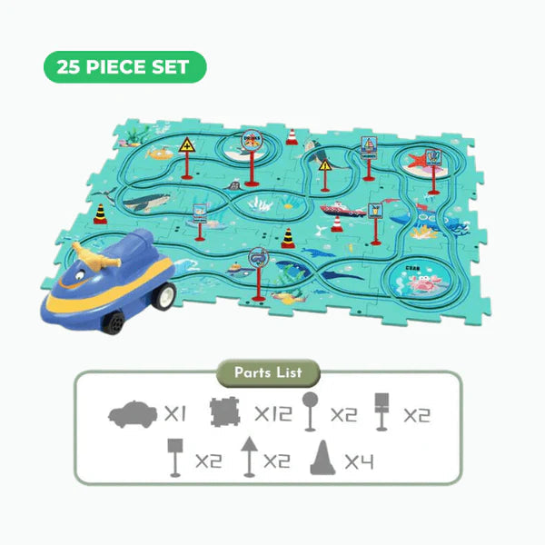 PuzzleRacer Educational Car Track Set
