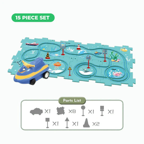 PuzzleRacer Educational Car Track Set