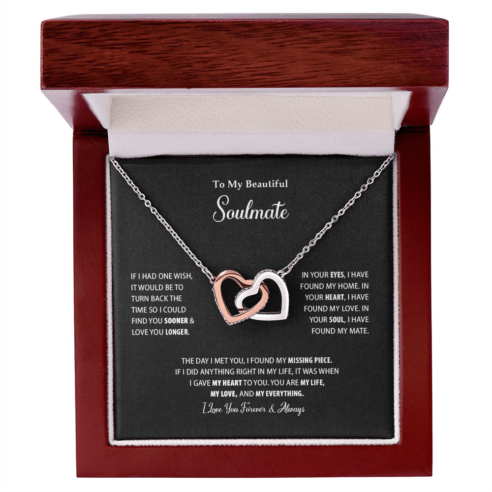 To My Beautiful Soulmate | I Love You Forever & Always - Interlocking Hearts necklace