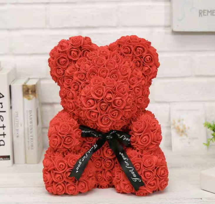 25cm Flower Rose Bear Handmade