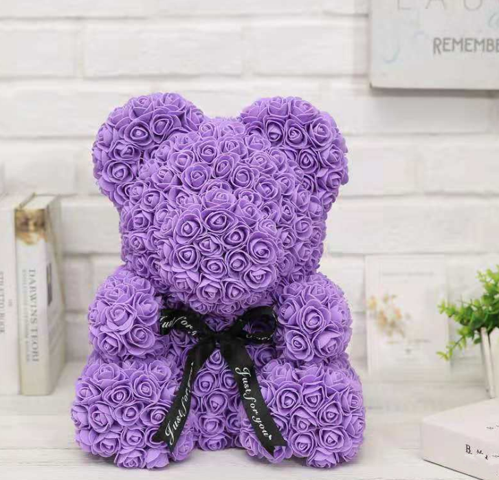 25cm Flower Rose Bear Handmade