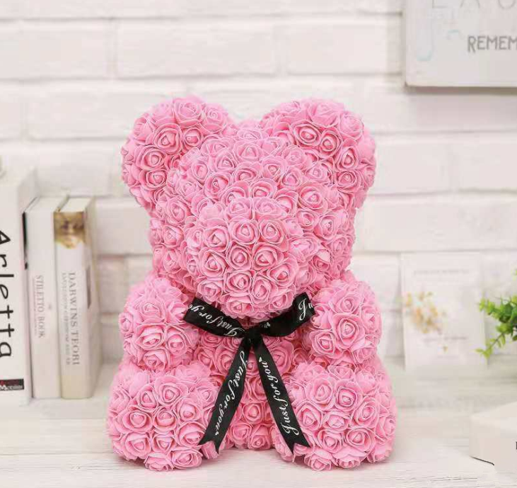 25cm Flower Rose Bear Handmade