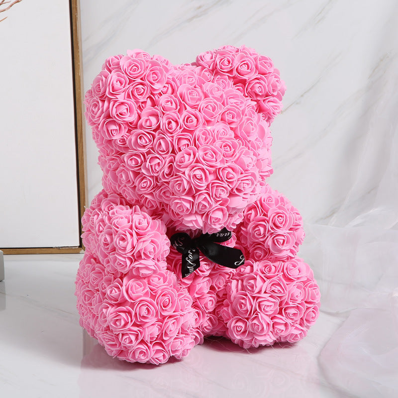 25cm Flower Rose Bear Handmade