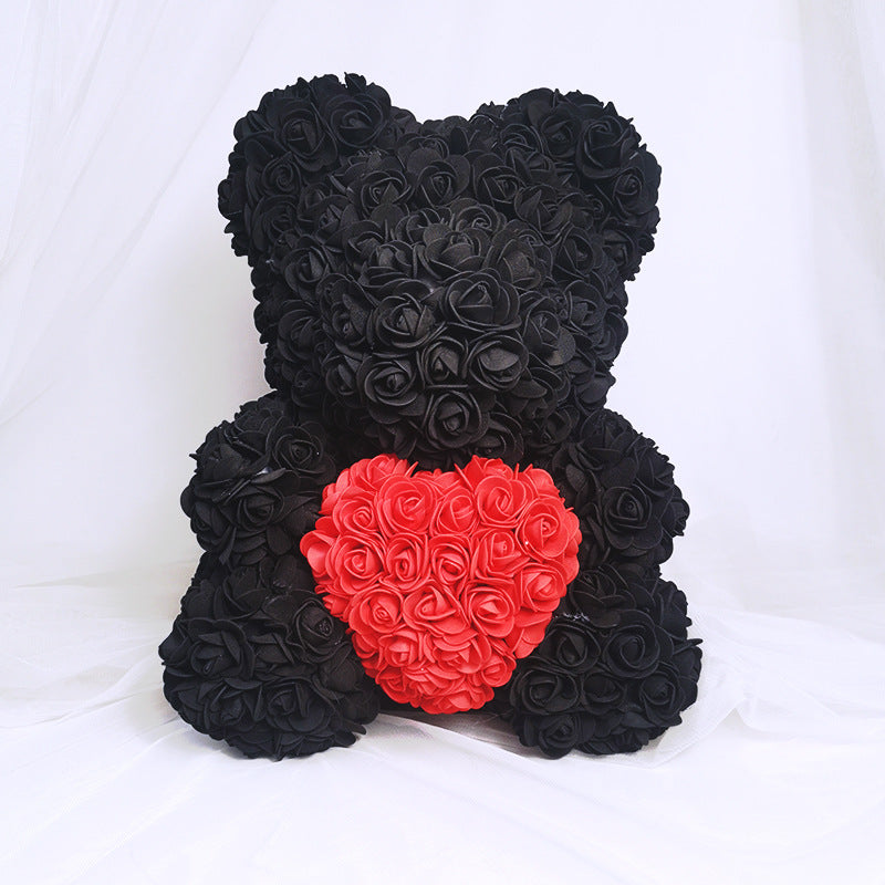 25cm Flower Rose Bear Handmade