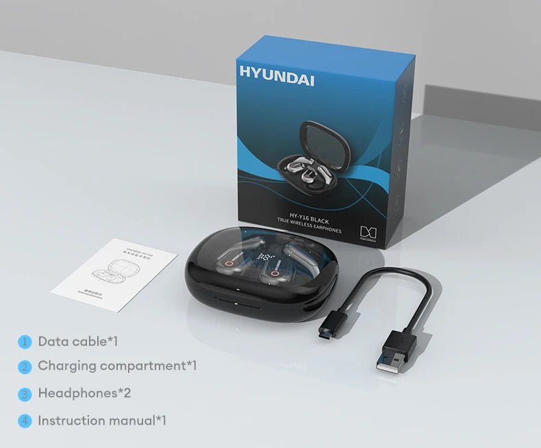 HYUNDAI HY-Y16 AI Headphones OWS Wireless Smart Earphones Cross-language communication Earbuds For Translating Recording Work