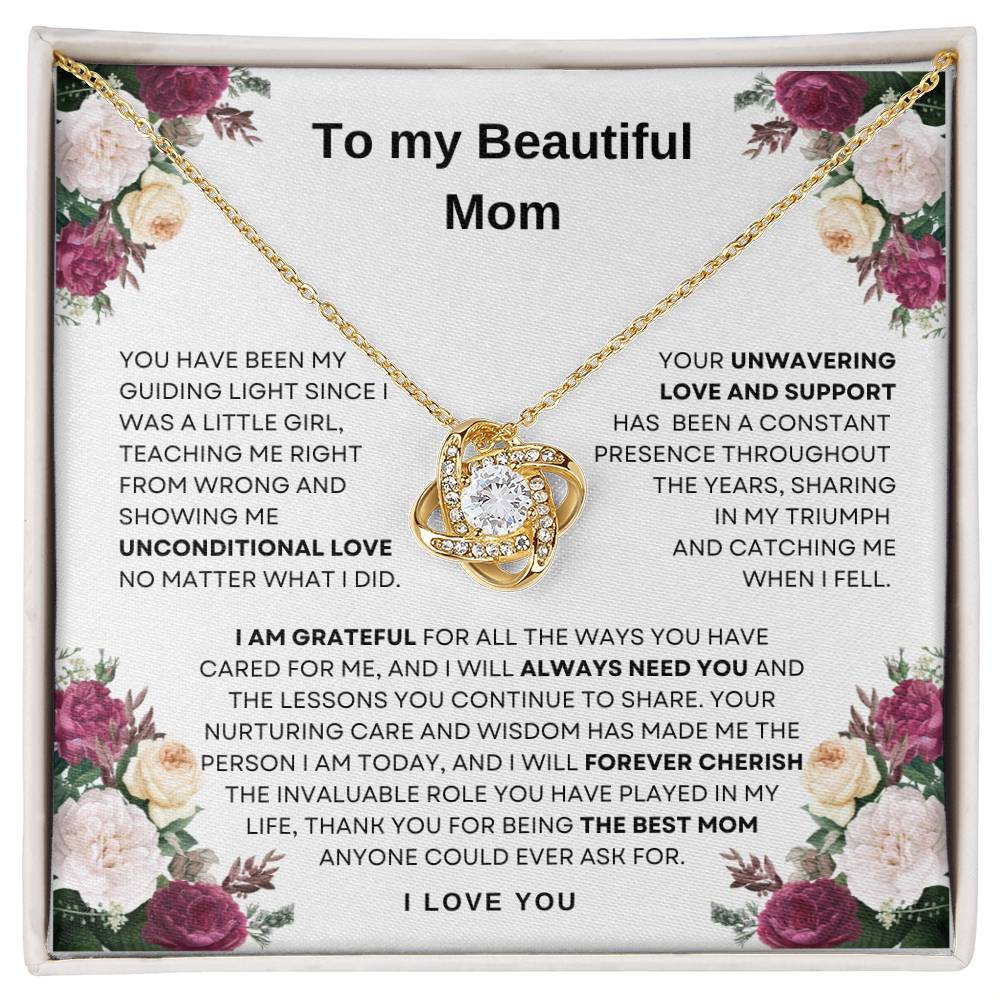 To My Beautiful Mom Knot Necklace