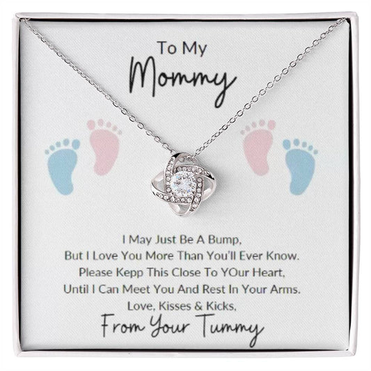 Mommy To Be| Baby Feet | Love Knot Necklace | Mother's Day Gift