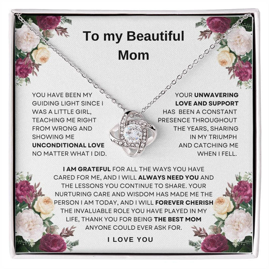 To My Beautiful Mom Knot Necklace