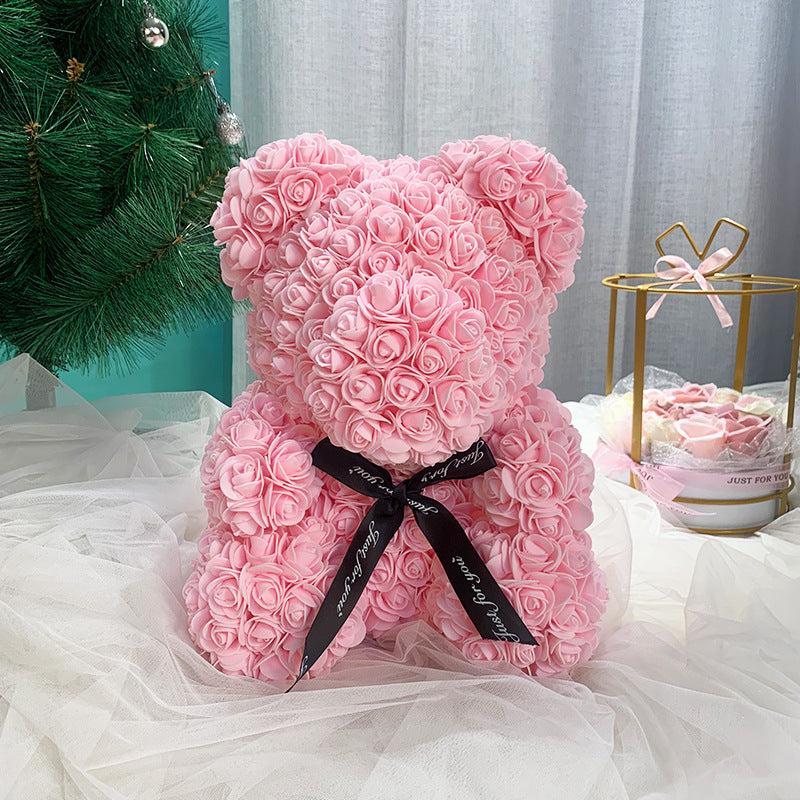 25cm Flower Rose Bear Handmade